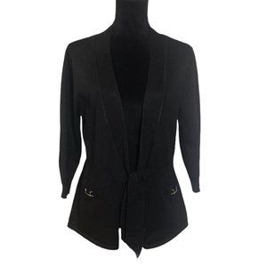 Grace Elements Tie Front Cardigan in Black - Size Large